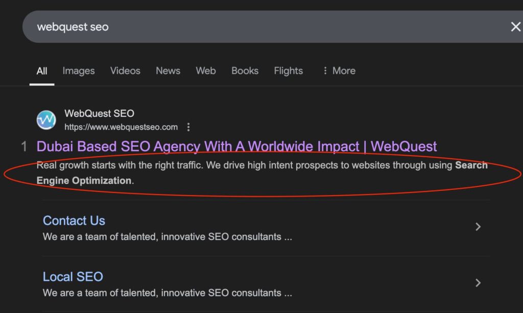 seo meta description